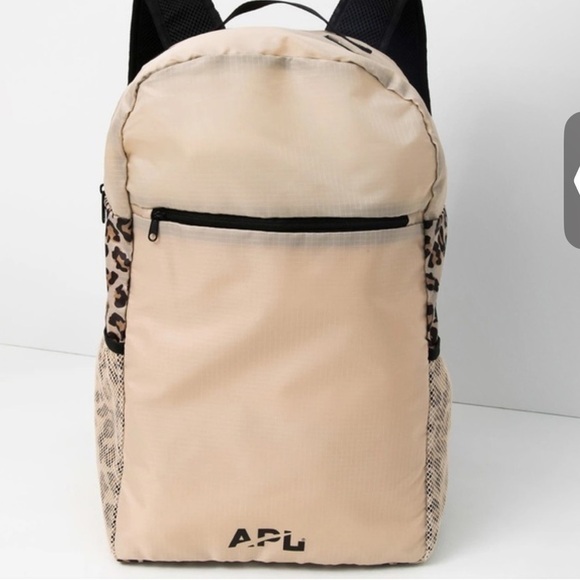 APL Packable Convertible Backpack Leopard Beige Black Print Great for Travel - Picture 12 of 12
